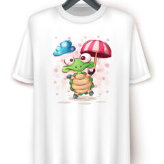 Παιδικό μπλουζάκι/Rainy day, Άσπρο μπλουζάκι καλοκαιρινό για παιδιά,με σχέδιο χελώνα ,βροχή,σύννεφο,για αγόρι,για κορίτσι, μπλουζάκι με στάμπα,βαμβακερό.