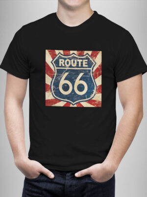 Μπλουζάκι με στάμπα/Route 66, t-shirt με τύπωμα, oldschool ,highway,μαύρο μπλουζάκι με στάμπα,μπλουζάκι κοντομάνικο,μπλουζάκι με σχέδιο,t-shirt με σχέδιο,ανδρικό t-shirt,βαμβακερό μπλουζάκι.