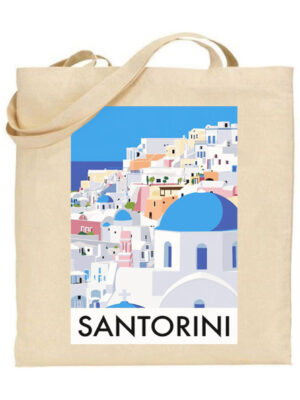 Τσάντα tote/Santorini, tote bag with santorini illustration print. τσάντα με τύπωμα ,Σαντορίνη,ελληνικά νησιά,Υφασμάτινες τσάντες με σχέδιο,βαμβακερές,tote bags,cotton bags,τσάντες με τύπωμα,στάμπα.