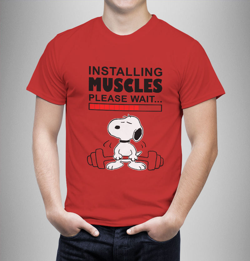 Μπλουζάκι με στάμπα/Snoopy muscles