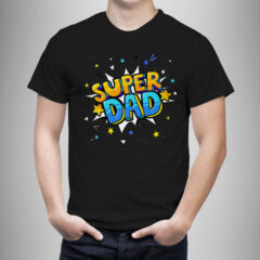 Μπλουζάκι με στάμπα/Superdad, t-shirt for fathers day,black ,with dun design. μπλουζάκι για την γιορτή του πατέρα,με στάμπα,μαύρο μπλουζάκι με στάμπα,μπλουζάκι κοντομάνικο,μπλουζάκι με σχέδιο,t-shirt με σχέδιο,ανδρικό t-shirt,βαμβακερό μπλουζάκι.