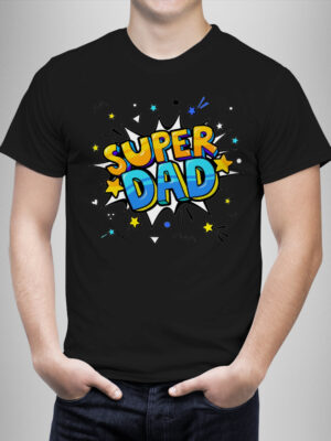 Μπλουζάκι με στάμπα/Superdad, t-shirt for fathers day,black ,with dun design. μπλουζάκι για την γιορτή του πατέρα,με στάμπα,μαύρο μπλουζάκι με στάμπα,μπλουζάκι κοντομάνικο,μπλουζάκι με σχέδιο,t-shirt με σχέδιο,ανδρικό t-shirt,βαμβακερό μπλουζάκι.