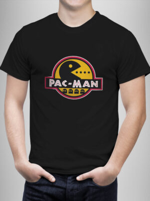 Μπλουζάκι με στάμπα/Pacman, t-shirt ανδρικό κοντομάνικο,με τύπωμα πάκμαν,μαύρο μπλουζάκι με στάμπα,μπλουζάκι κοντομάνικο,μπλουζάκι με σχέδιο,t-shirt με σχέδιο,ανδρικό t-shirt,βαμβακερό μπλουζάκι.