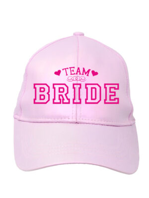 Καπέλο με σχέδιο/Bachelorette-Team bride, Cotton hat for bachelorette,pink lettering,team bride. καπέλο για μπατελορέτ,γάμος,νύφη.