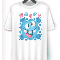 Παιδικό μπλουζάκι/Happy monster, Μπλουζάκι λευκό,κοντομάνικο,καλοκαιρινό με τύπωμα,τερατάκι,καρτούν,χαρούμενο,αστείο,για αγόρια,για κορίτσια,παιδικά μπλουζάκια,για αγόρι,για κορίτσι, μπλουζάκι με στάμπα,βαμβακερό.