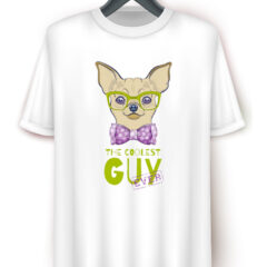 Παιδικό μπλουζάκι/The coolest dog, λευκό μπλουζάκι παιδικό κοντομάνικο με στάμπα, σκυλάκι με φιόνγκο,για αγόρι,για κορίτσι, μπλουζάκι με σχέδιο.
