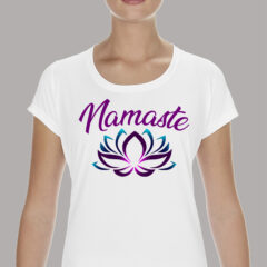 Γυναικείο μπλουζάκι με στάμπα/Namaste Yoga, t-shirt with digital print,yoga,yoga lovers,namaste,lotus,flower,μπλουζάκι με τύπωμα, γιόγκα.
