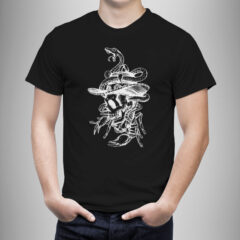 Μπλουζάκι με στάμπα/Scorpion skull, μπλουζάκι,με τύπωμα,νεκροκεφαλή,σκορπιός,t-shirt with skull print,black and white,line art,μαύρο μπλουζάκι με στάμπα,μπλουζάκι κοντομάνικο,μπλουζάκι με σχέδιο,t-shirt με σχέδιο,ανδρικό t-shirt,βαμβακερό μπλουζάκι.