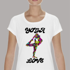 Γυναικείο μπλουζάκι με στάμπα/Yoga love, μπλουζάκι με ψηφιακή εκτύπωση, για λάτρεις της,γιόγκα,γυμναστική,yoga,gym,athletic,print.