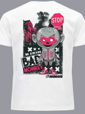 Μπλουζάκι με στάμπα/Bad Monkey, t-shirt with monkey print,city,big city,stop sign,grafitti,animals,λευκό μπλουζάκι με στάμπα,μπλουζάκι κοντομάνικο,μπλουζάκι με σχέδιο,t-shirt με σχέδιο,ανδρικό t-shirt,βαμβακερό μπλουζάκι.