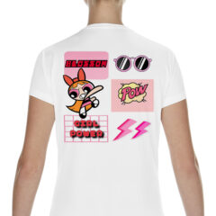 Γυναικείο μπλουζάκι με στάμπα/Βlossom power, women's t-shirt with back print. power puff girls,old school,cartoon. μπλουζάκι με τύπωμα,καρτούν,στάρ,λευκό μπλουζάκι με στάμπα,μπλουζάκι κοντομάνικο,μπλουζάκι με σχέδιο,t-shirt με σχέδιο,ανδρικό t-shirt,βαμβακερό μπλουζάκι.