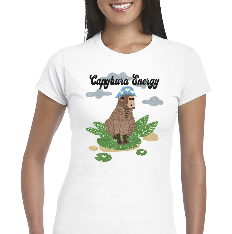 Γυναικείο μπλουζάκι με στάμπα/Capybara energy