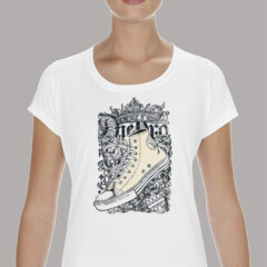 Γυναικείο μπλουζάκι με στάμπα/Converse vintage, μπλουζάκι με στάμπα,παπούτσι,βίντατζ.στύλ.
