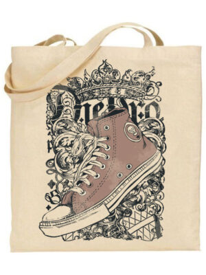 Τσάντα tote/Converse vintage, tote bag with shoe print,design,τσάντα υφασμάτινη,με σχέδιο,αθλητικά,παπούτσια,Υφασμάτινες τσάντες με σχέδιο,βαμβακερές,tote bags,cotton bags,τσάντες με τύπωμα,στάμπα.