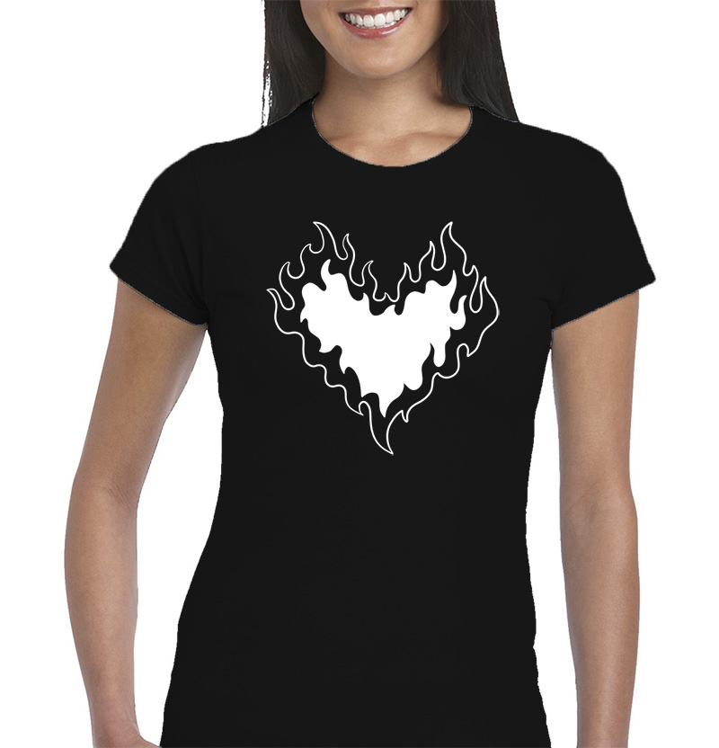 Γυναικείο μπλουζάκι με στάμπα/Flaming heart