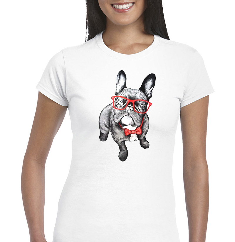 Γυναικείο μπλουζάκι με στάμπα/Bulldog Sunglasses