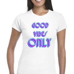 Γυναικείο μπλουζάκι με στάμπα/Good vibes , digital print,woman'st-shirt,with purple letters,typography,letter print. μπλουζάκι με στάμπα,τυπογραφία,μόβ,γράμματα, λευκό μπλουζάκι με στάμπα,μπλουζάκι κοντομάνικο,μπλουζάκι με σχέδιο,t-shirt με σχέδιο,ανδρικό t-shirt,βαμβακερό μπλουζάκι.