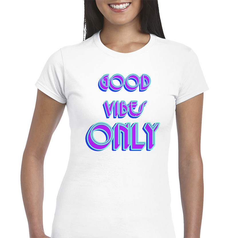Γυναικείο μπλουζάκι με στάμπα/Good vibes