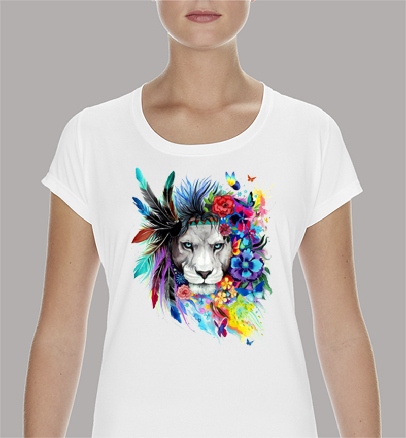Γυναικείο μπλουζάκι με στάμπα/Watercolor lion
