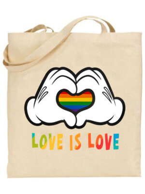 Tσάντα tote/LOVE IS LOVE, tote bag,wit lgbtqi print,disney,mickey,cartoon,oldschool,heart,τσάντα με στάμπα Ντίσνει,σημαία LGBTQI,Υφασμάτινες τσάντες με σχέδιο,βαμβακερές,tote bags,cotton bags,τσάντες με τύπωμα,στάμπα.