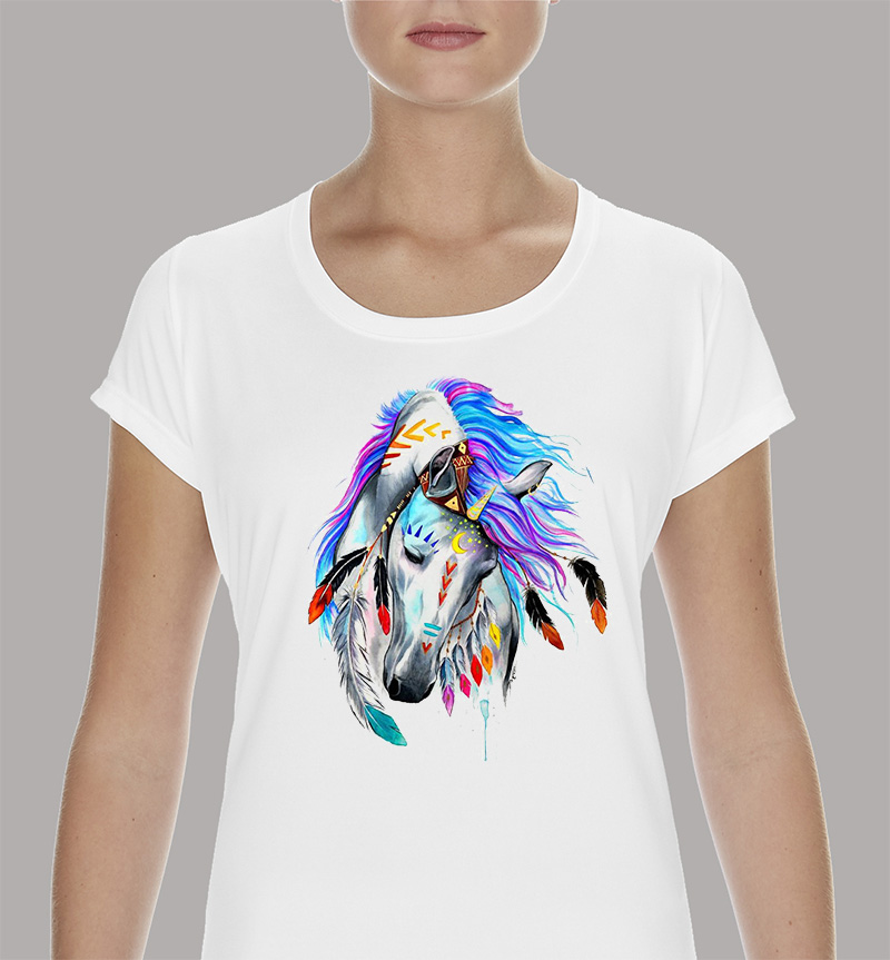 Γυναικείο μπλουζάκι με στάμπα/Watercolor horse