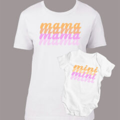 Σετ μαμά κόρη/Μama-Mini, clothing set,for mother and daughter,with digital print. μπλουζάκι και φορμάκι για μαμά και κόρη,με τύπωμα.