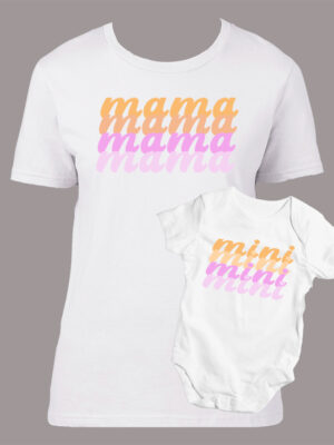 Σετ μαμά κόρη/Μama-Mini, clothing set,for mother and daughter,with digital print. μπλουζάκι και φορμάκι για μαμά και κόρη,με τύπωμα.