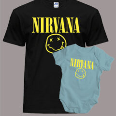 Σετ μπαμπας γιός/Nirvana, matching clothes for dad and son,nirvana ,music,μουσική,συγκροτήματα,ROCK,μαύρο μπλουζάκι με στάμπα,μπλουζάκι κοντομάνικο,μπλουζάκι με σχέδιο,t-shirt με σχέδιο,ανδρικό t-shirt,βαμβακερό μπλουζάκι.