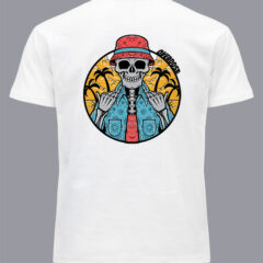 Μπλουζάκι με στάμπα/Summer skull, back print,skeleton,surfing,funny,cool,summer, μπλουζάκι με στάμπα,λευκό μπλουζάκι με στάμπα,μπλουζάκι κοντομάνικο,μπλουζάκι με σχέδιο,t-shirt με σχέδιο,ανδρικό t-shirt,βαμβακερό μπλουζάκι.