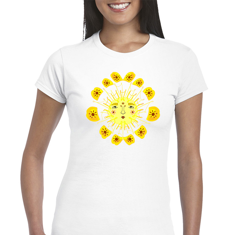 Γυναικείο μπλουζάκι με στάμπα/Sun illustration