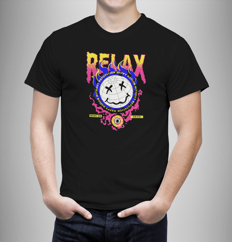 Μπλουζάκι με στάμπα/Relax smiley