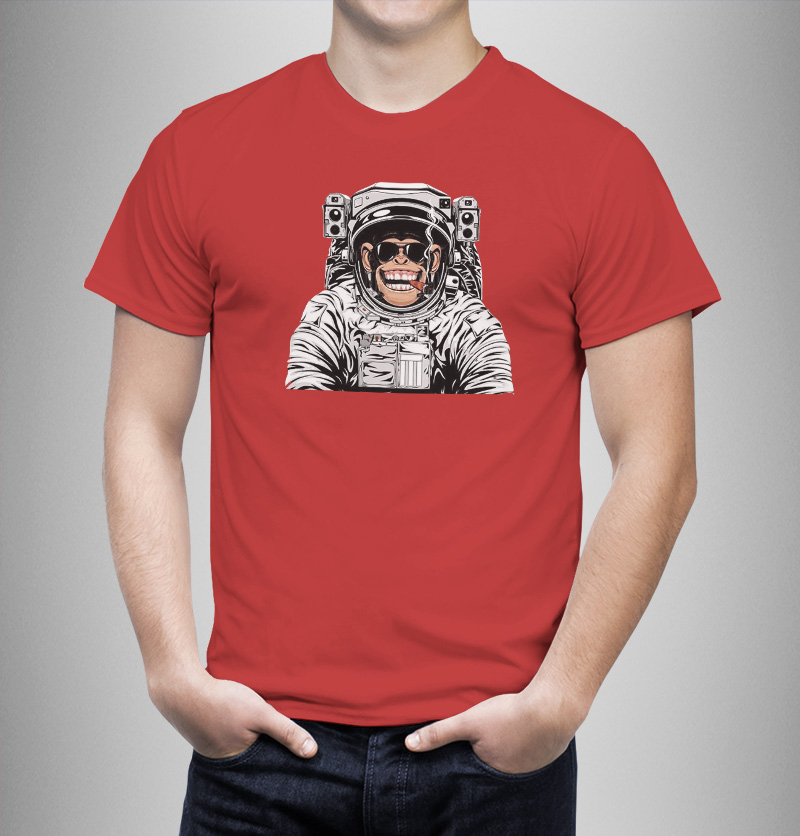 Μπλουζάκι με στάμπα/Monkey astronaut