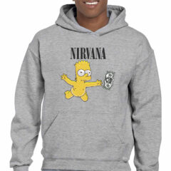 Ανδρικό φούτερ/Nirvana-Simpsons, Φούτερ γκρί, με σχέδιο,Nirvana,cartoon,simpsons,φούτερ με στάμπα,φούτερ ανδρικό,φούτερ με κουκούλα και τσέπες,φούτερ με εκτύπωση.