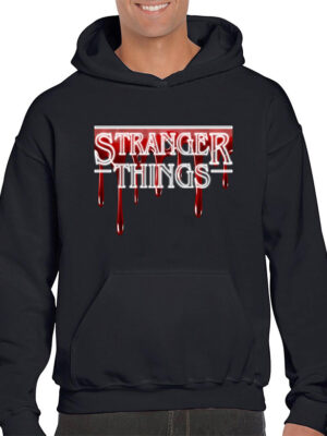 Ανδρικό φούτερ/Stranger things bloody, Φούτερ μαύρο, με τύπωμα,stranger things,tv series,movies,fandom,bloody,red,φούτερ με στάμπα,φούτερ ανδρικό,φούτερ με κουκούλα και τσέπες,φούτερ με εκτύπωση,hoodie.