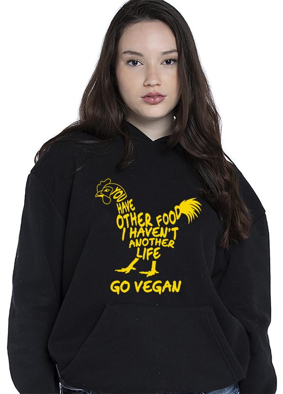 go vegan,chicken, girl hoodie