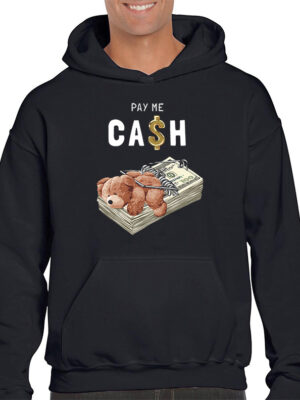 Ανδρικό φούτερ/Cash bear, Φούτερ μαύρο, με σχέδιο,bear,cash,money,funny,χιουμοριστικό,φούτερ με στάμπα,φούτερ με εκτύπωση,φούτερ ανδρικά.