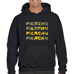 Ανδρικό φούτερ/Pikachu, Φούτερ μαύρο, με σχέδιο ,πόκεμον,pikachu,pokemon,cartoon,typography,φούτερ με στάμπα,φούτερ ανδρικό,φούτερ με κουκούλα και τσέπες,φούτερ με εκτύπωση.