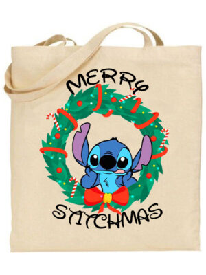 Tσάντα tote/Merry Stitchmas, Υφασμάτινες τσάντες με σχέδιο,βαμβακερές,tote bags,cotton bags,τσάντες με τύπωμα,στάμπα,christmas,χριστούγεννα,χριστουγεννιάτικες τσάντες,τσάντες με στάμπα χριστουγεννιάτικη,stitch,lilo & Stitch.