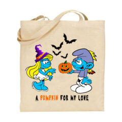 Tσάντα tote/Smurfs halloween ,υφασμάτινη τσάντα με σχέδιο στρουμφάκια,χάλογουιν,smurfs ,halloween,tote bag, Υφασμάτινες τσάντες με σχέδιο,βαμβακερές,tote bags,cotton bags,τσάντες με τύπωμα,στάμπα.