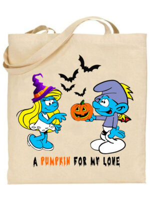 Tσάντα tote/Smurfs halloween ,υφασμάτινη τσάντα με σχέδιο στρουμφάκια,χάλογουιν,smurfs ,halloween,tote bag, Υφασμάτινες τσάντες με σχέδιο,βαμβακερές,tote bags,cotton bags,τσάντες με τύπωμα,στάμπα.