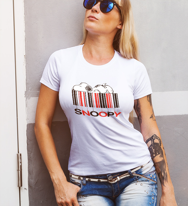 Γυναικείο μπλουζάκι με στάμπα/Snoopy barcode
