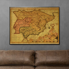 Καμβάς με σχέδιο/Spain vintage map, Eκτύπωση σε καμβά,καμβάς με σχέδιο,ψηφιακή εκτύπωση σε καμβά,canvas,vintage,maps,old map
