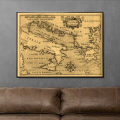 Καμβάς με σχέδιο,Mediterranean Sea map, Eκτύπωση σε καμβά,καμβάς με σχέδιο,ψηφιακή εκτύπωση σε καμβά,canvas,vintage,maps,old map