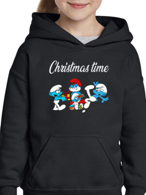 Παιδικό φούτερ/Christmas smurfs, ,φούτερ με σχέδιο,παιδικό φούτερ με στάμπα,φούτερ με εκτύπωση,hoodies,unisex hoodies,φούτερ για γυναίκες,φούτερ για παιδιά,χειμερινά φούτερ