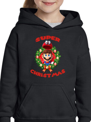 Παιδικό φούτερ/Super mario christmas, χριστούγεννα,παιδικά φούτερ,παδικό φούτερ με εκτύπωση,καρτούν,σνούπι,παιδικά,στάμπα,στάμπες,supermario,nintendo,gaming.