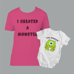 Σετ για μαμά-γιός/monster,matching clothes,parents,babies,μπαμπάς-μαμά,οικογένεια,σετάκι για γονείς-παιδί,ρούχα για γονείς και παιδιά,μπλουζάκι με στάμπα.