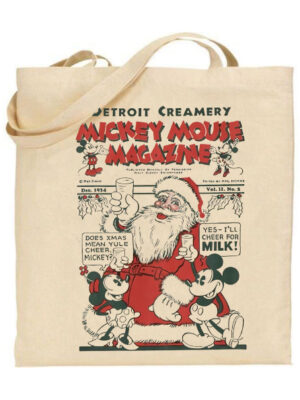 Τσάντα tote/Mickey christmas magazine, τσάντα,τσάντες,χριστούγεννα,χριστουγεννιάτικα δώρα,τσάντα υφασμάτινη,tote bags,christmas gifs,δώρα,προσωποποιημένα δώρα,disney,mickey mouse,vintage,santa.